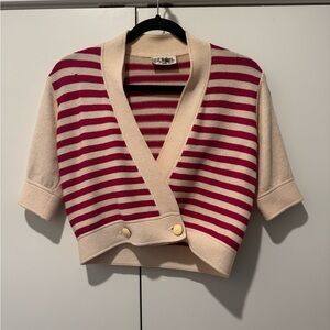 St. John Vintage Pink and Cream Women's Sweater Size 2
